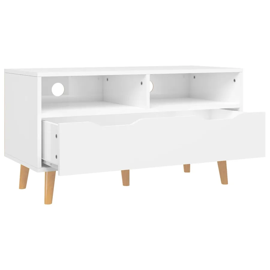 Meuble TV blanc brillant 90x40x48,5 cm bois d'ingénierie - 4