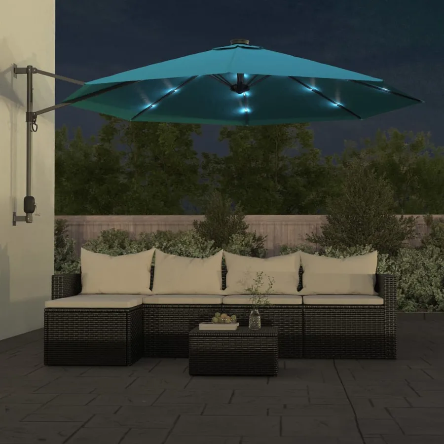 Parasol mural avec LED bleu mer 290 cm - 3