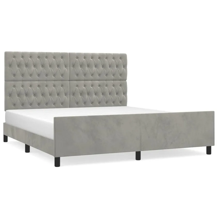 Cadre de lit sans matelas gris clair velours - 2