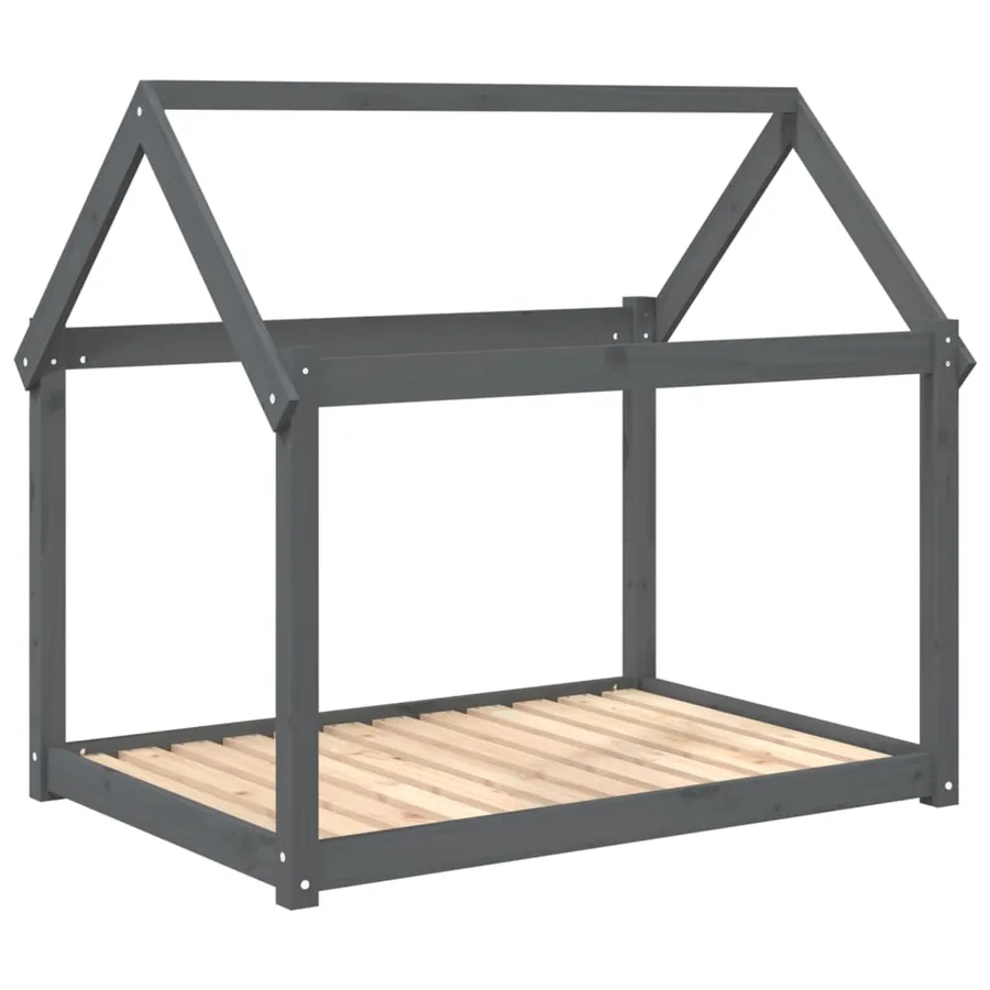 Lit pour chien Gris 111x80x100 cm Bois de pin solide - 2