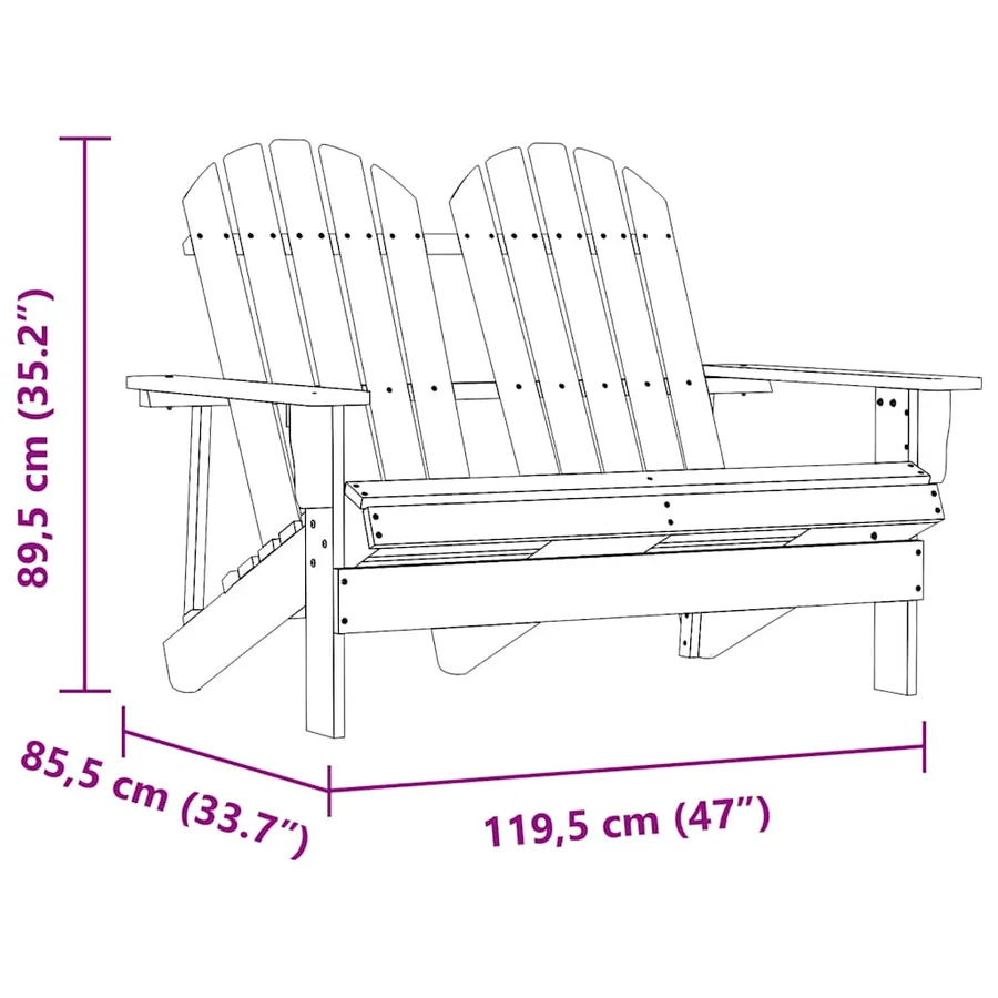 Chaise de jardin Adirondack 2 places bois sapin massif marron - 6