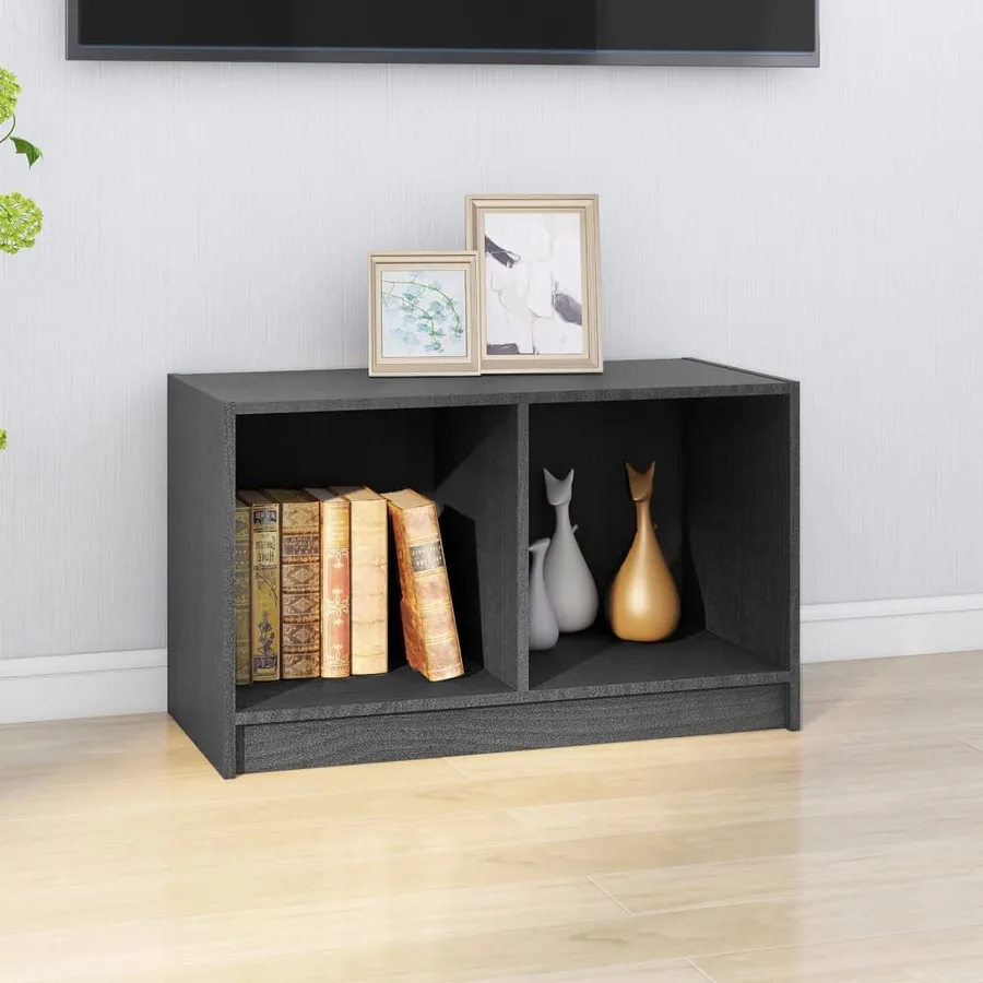 Meuble TV Gris 70x33x42 cm Bois de pin massif - 3