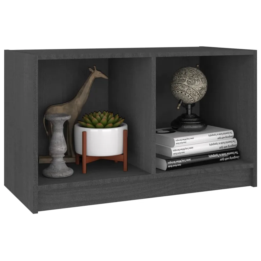 Meuble TV Gris 70x33x42 cm Bois de pin massif - 4