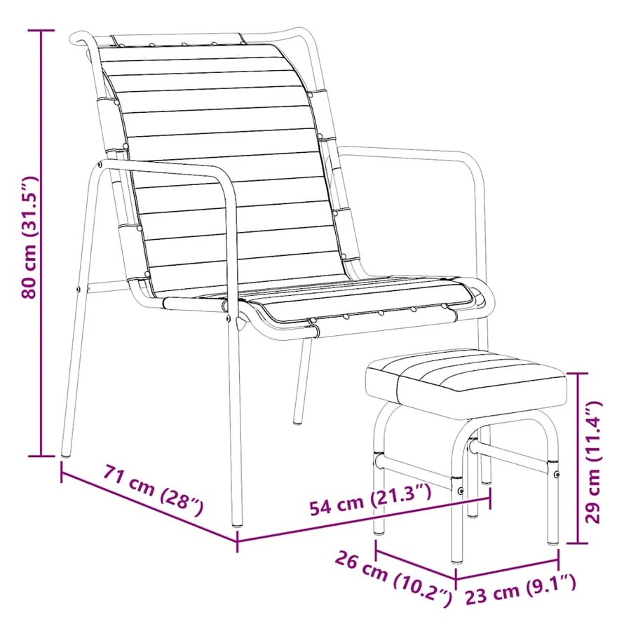 Fauteuil de relaxation avec repose-pied Marron Cuir véritable - 7