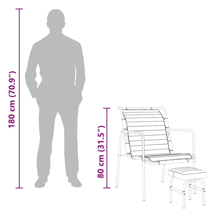Fauteuil de relaxation avec repose-pied Marron Cuir véritable - 8