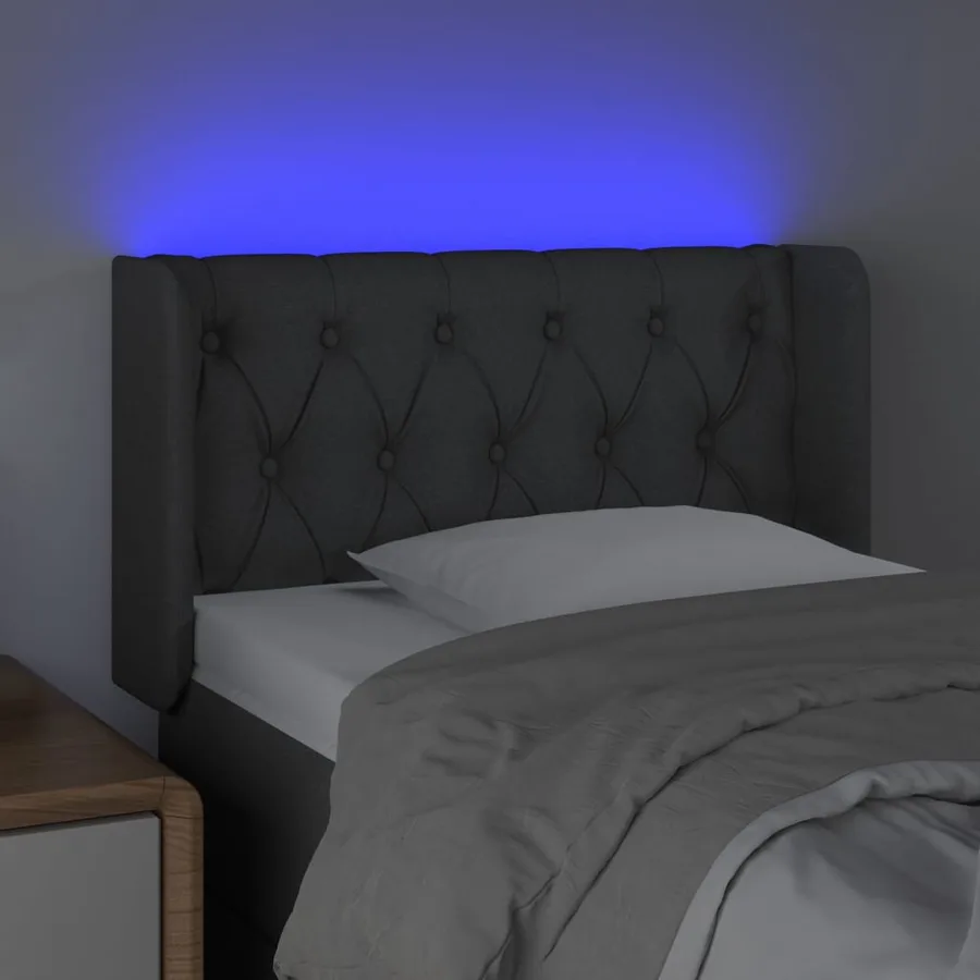 Tête de lit à LED Gris foncé 83x16x78/88 cm Tissu - 4