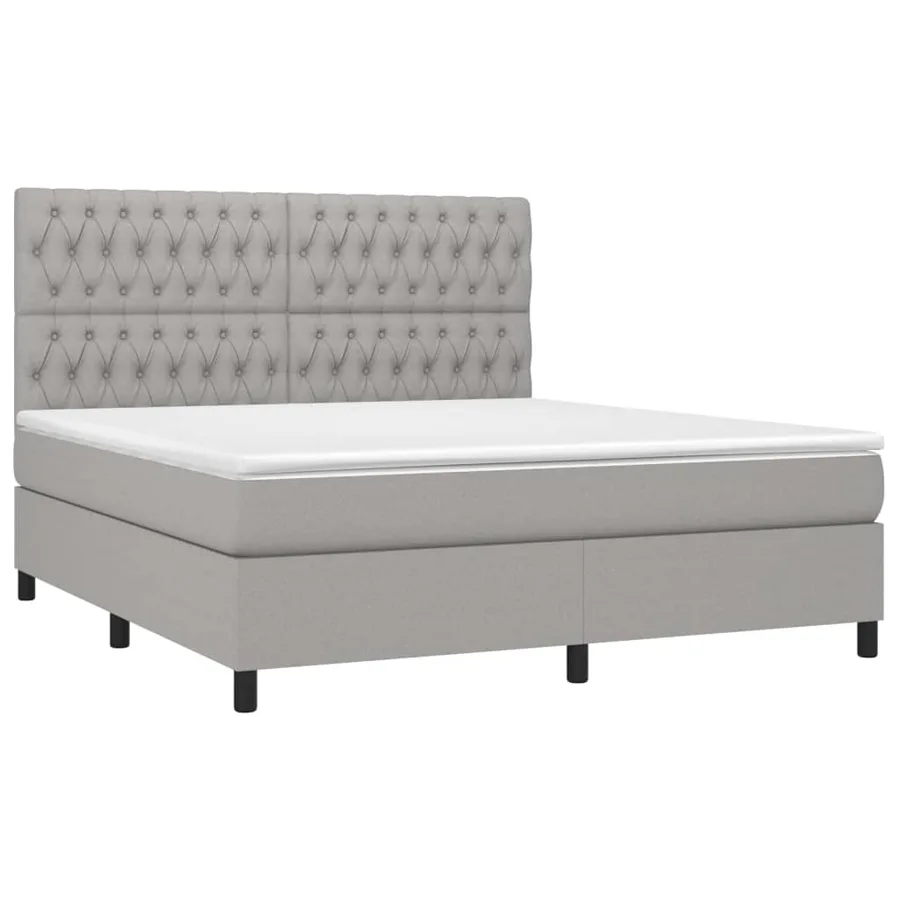 Sommier à lattes de lit et matelas et LED Gris clair 180x200 cm - 3