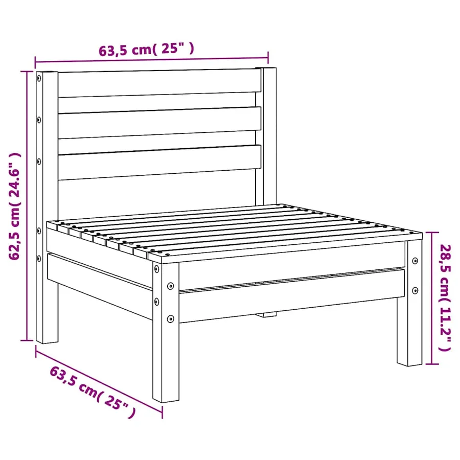 Canapés centraux de jardin 2 pcs Bois de pin massif - 6