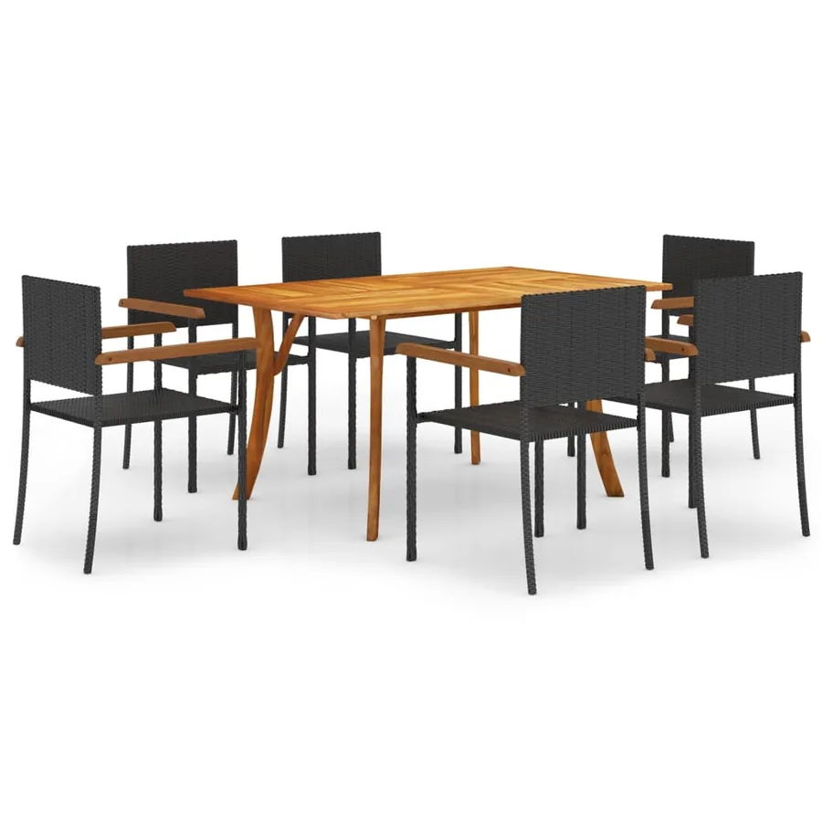 Ensemble à manger de jardin 7 pcs Noir