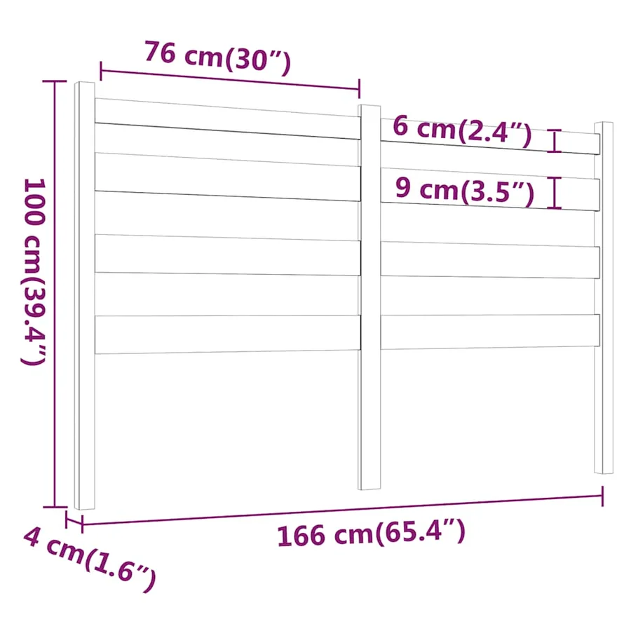 Tête de lit Gris 166x4x100 cm Bois massif de pin - 6