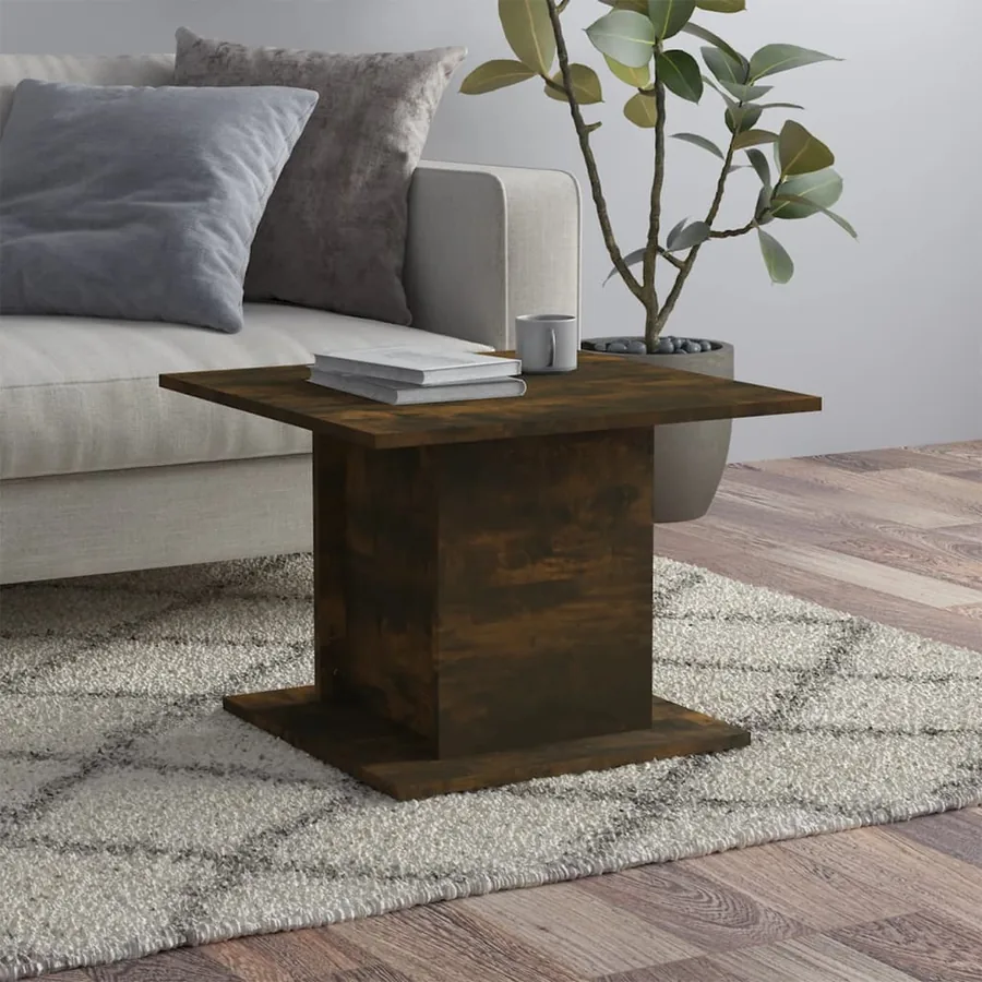 Table basse chêne fumé 55,5x55,5x40 cm bois d'ingénierie