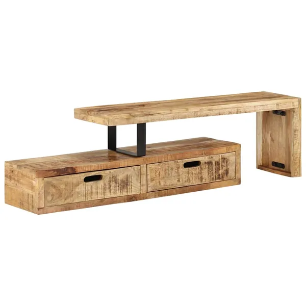Meuble TV (118-200) x 30 x 40 cm en bois massif de manguier