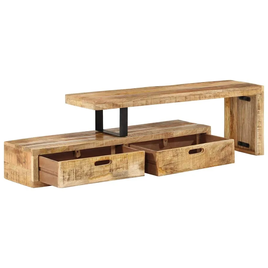 Meuble TV (118-200) x 30 x 40 cm en bois massif de manguier - 3