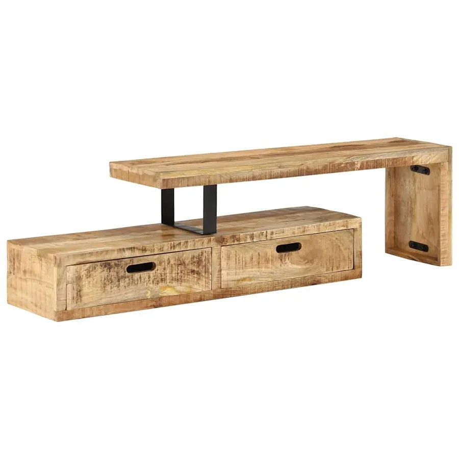 Meuble TV (118-200) x 30 x 40 cm en bois massif de manguier - 4