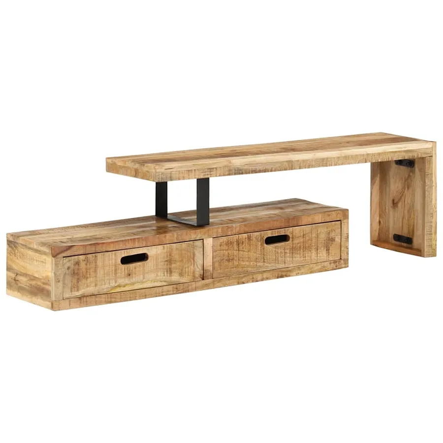 Meuble TV (118-200) x 30 x 40 cm en bois massif de manguier - 5