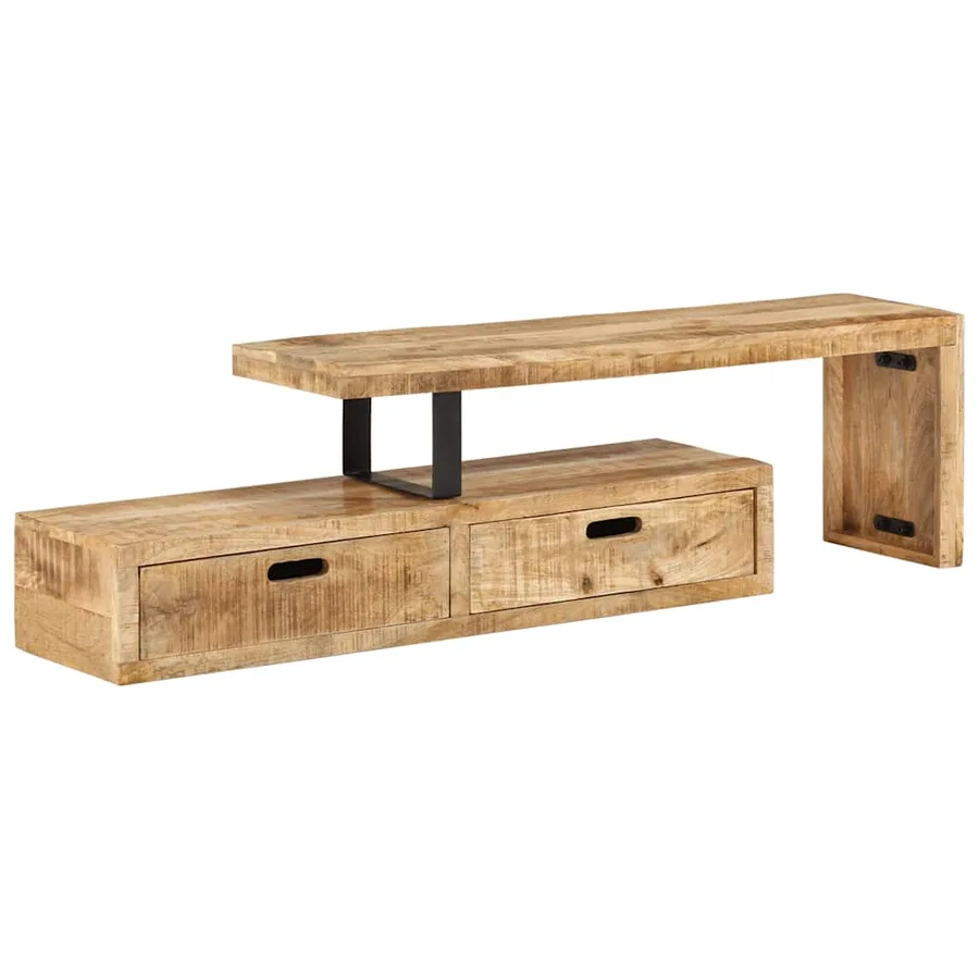 Meuble TV (118-200) x 30 x 40 cm en bois massif de manguier - 6