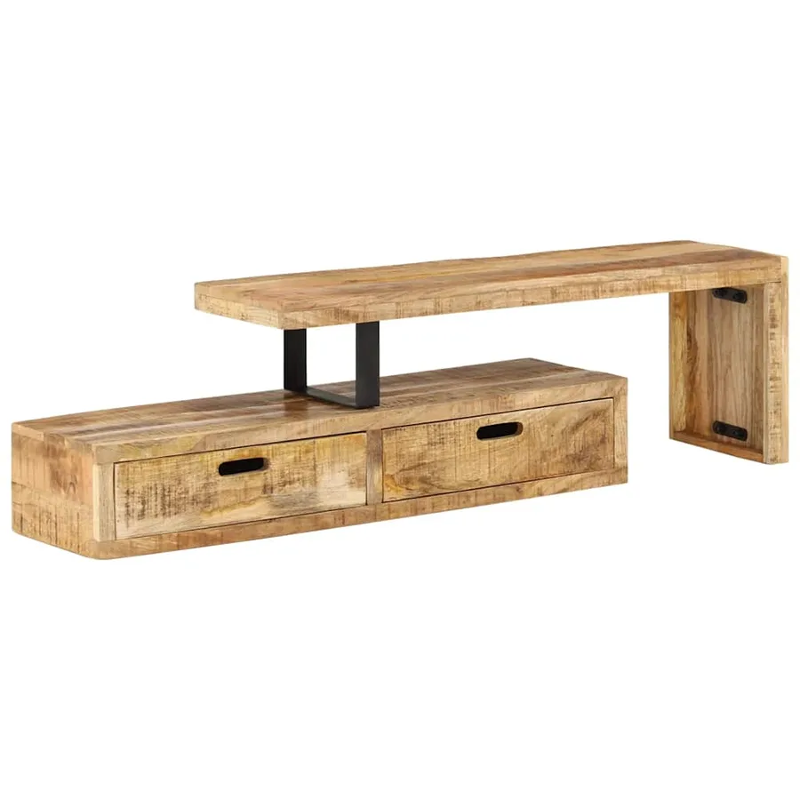Meuble TV (118-200) x 30 x 40 cm en bois massif de manguier - 7