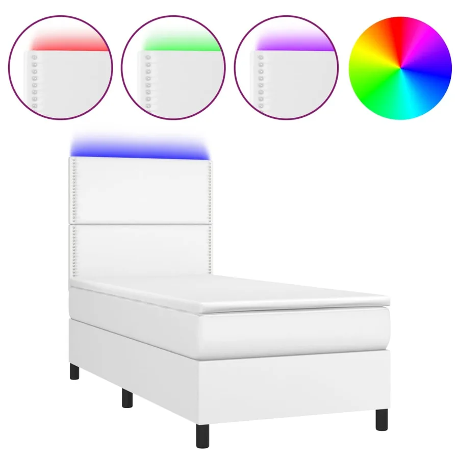 Sommier à lattes de lit avec matelas et LED Blanc 100x200 cm - 2