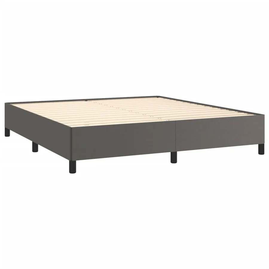 Cadre de lit sans matelas gris 160x200 cm similicuir - 4