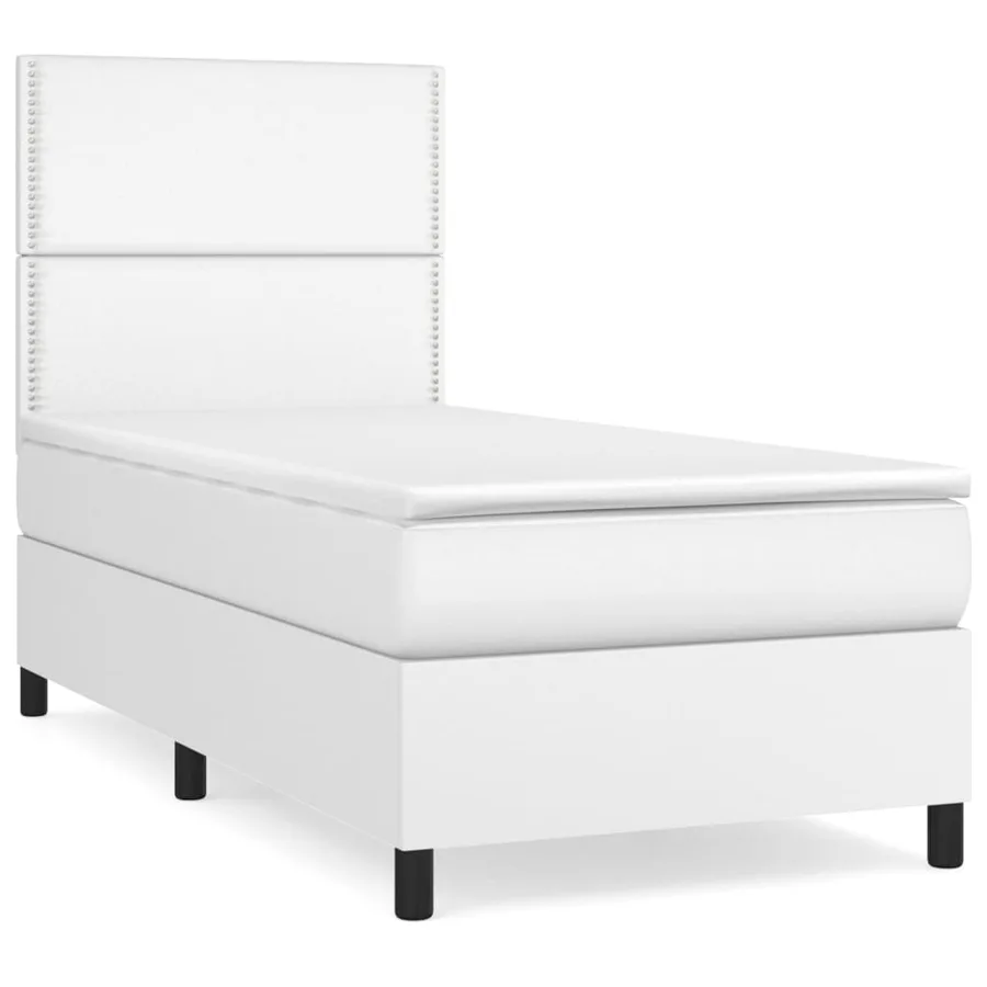 Sommier à lattes de lit avec matelas Blanc 100x200cm Similicuir - 2
