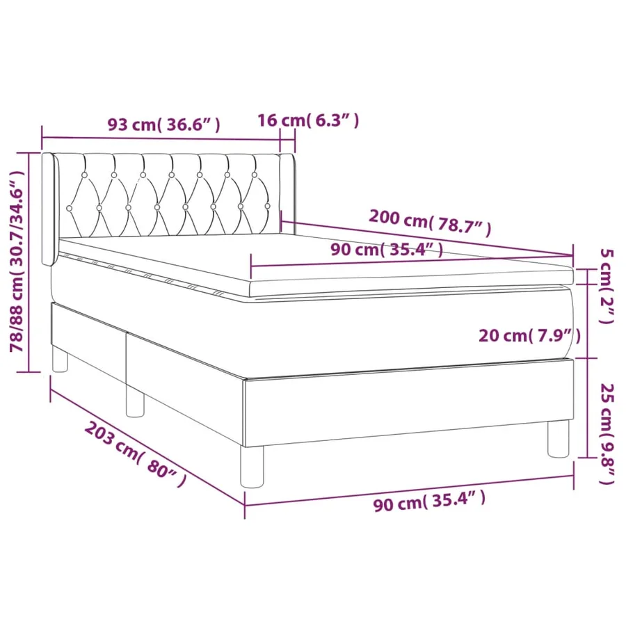 Sommier à lattes de lit et matelas Gris clair 90x200 cm Velours - 7