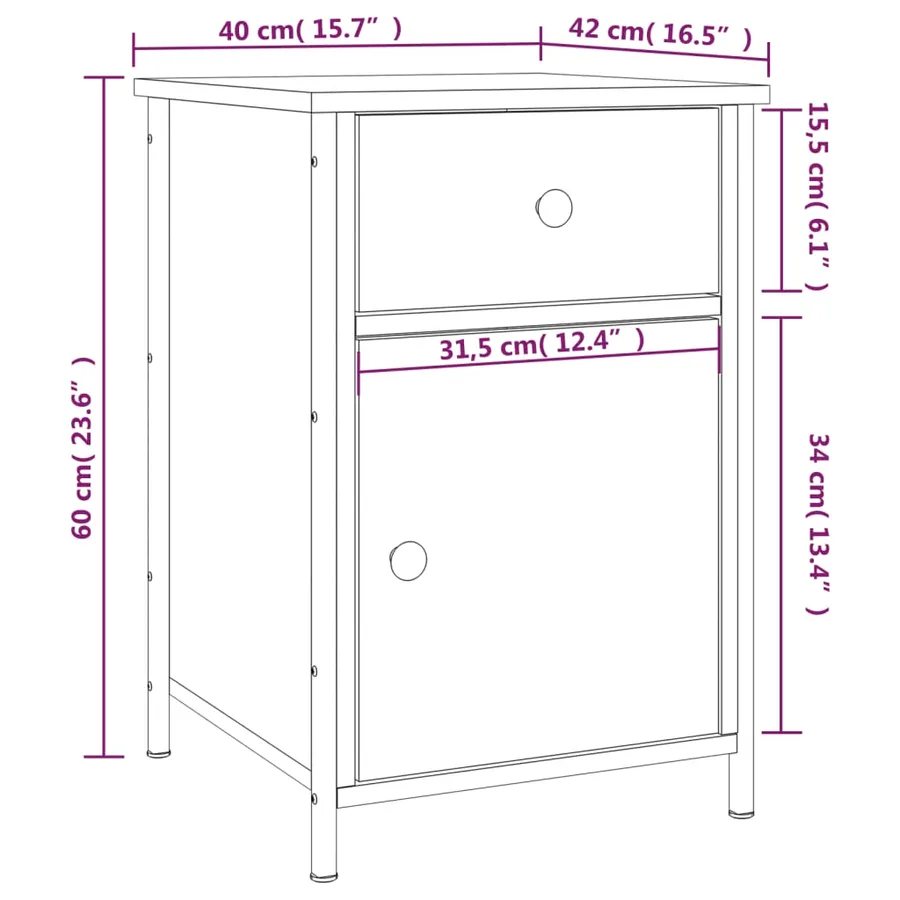 Tables de chevet 2pcs chêne sonoma 40x42x60cm bois d'ingénierie - 13