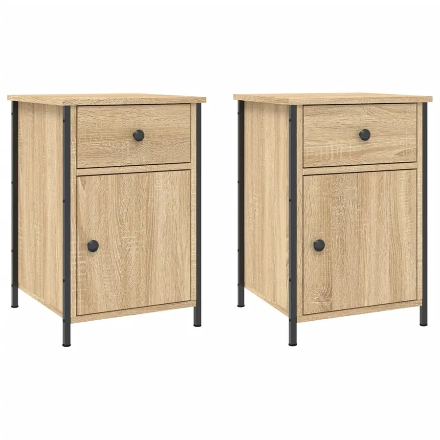 Tables de chevet 2pcs chêne sonoma 40x42x60cm bois d'ingénierie - 2