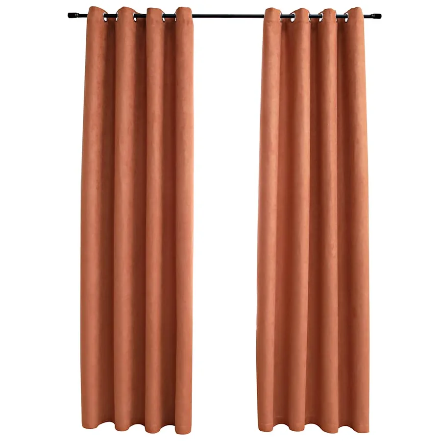 Rideaux occultants et anneaux en métal 2 pcs Rouille 140x175 cm - 2
