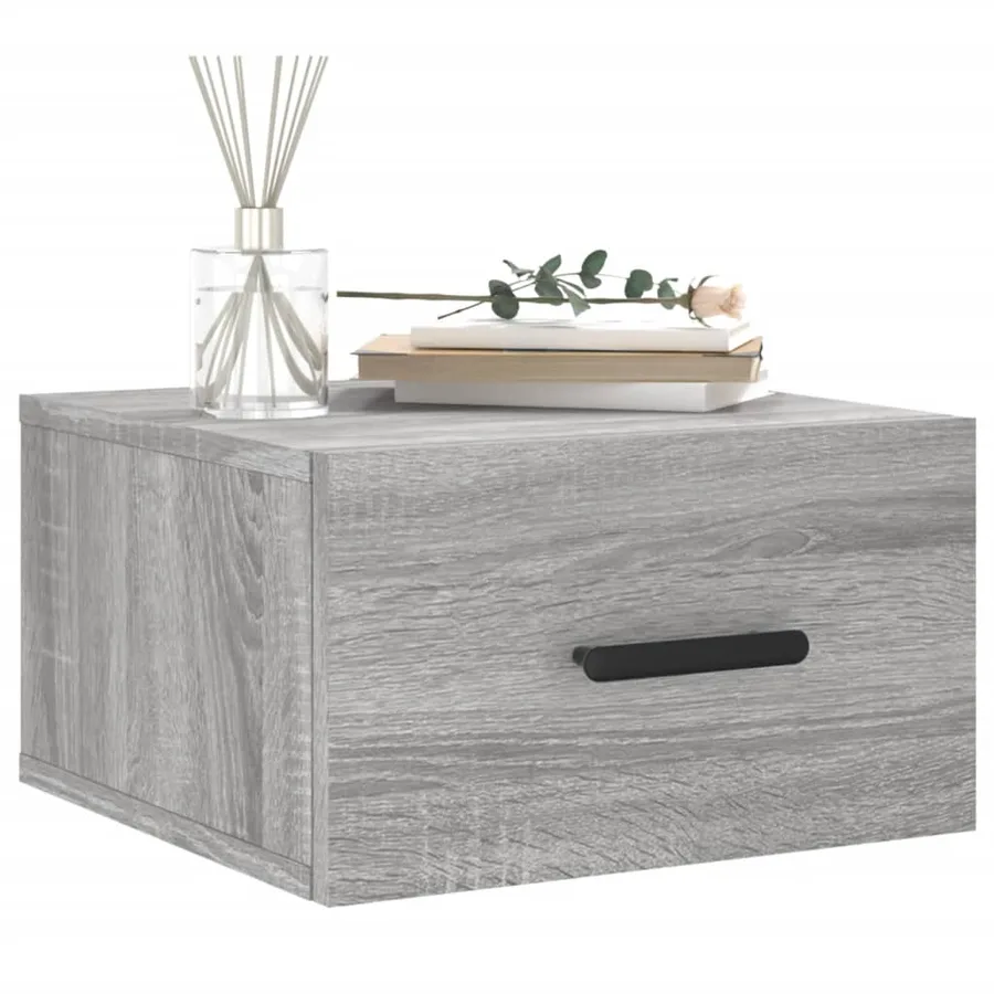 Table de chevet murale sonoma gris 35x35x20 cm - 3