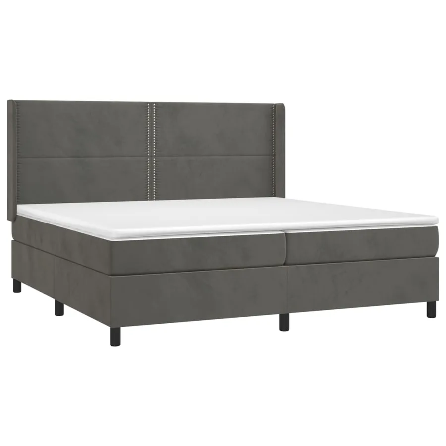 Sommier à lattes de lit matelas et LED Gris foncé 200x200 cm - 4