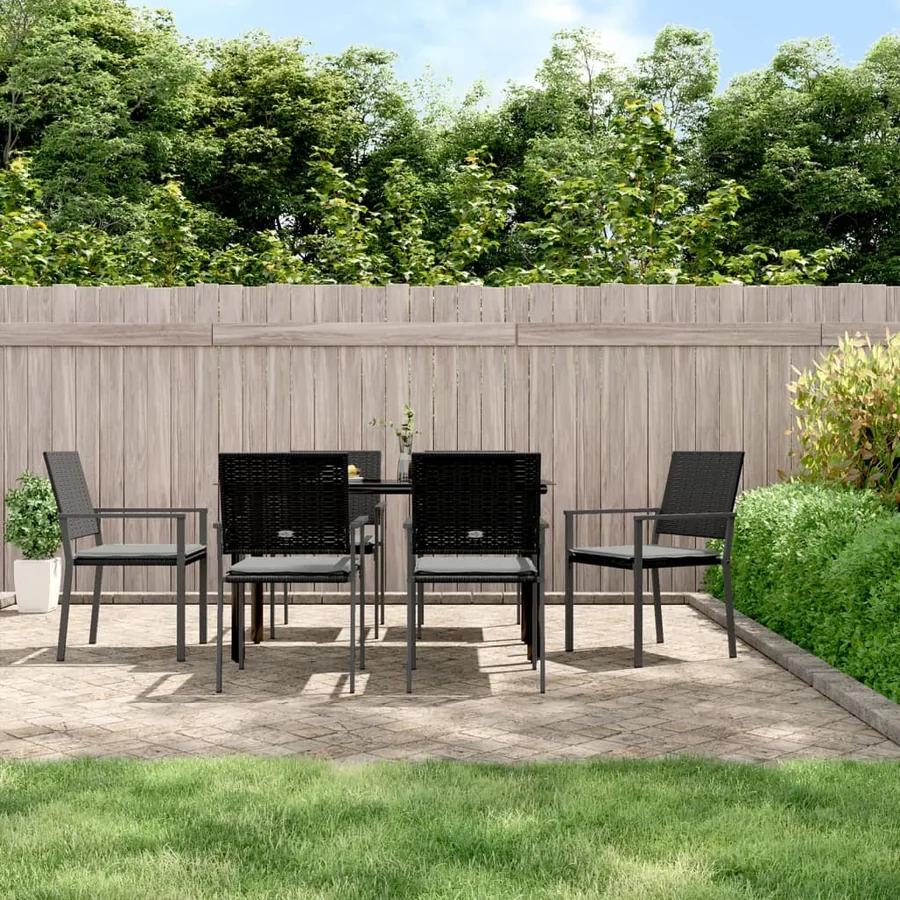 Ensemble à manger de jardin 7 pcs coussins résine tressée acier