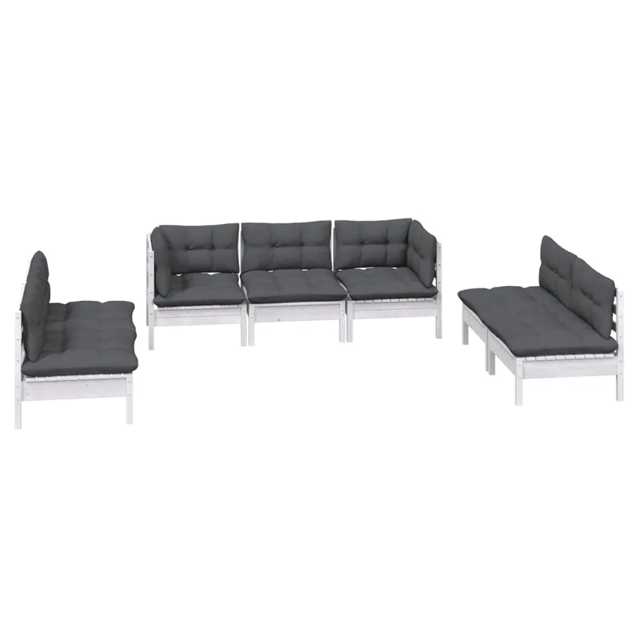 Salon de jardin 7 pcs avec coussins bois de pin massif - 3