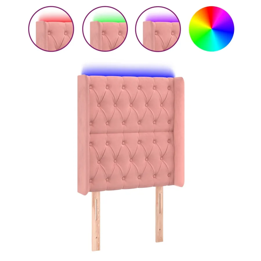 Tête de lit à LED Rose 83x16x118/128 cm Velours - 2