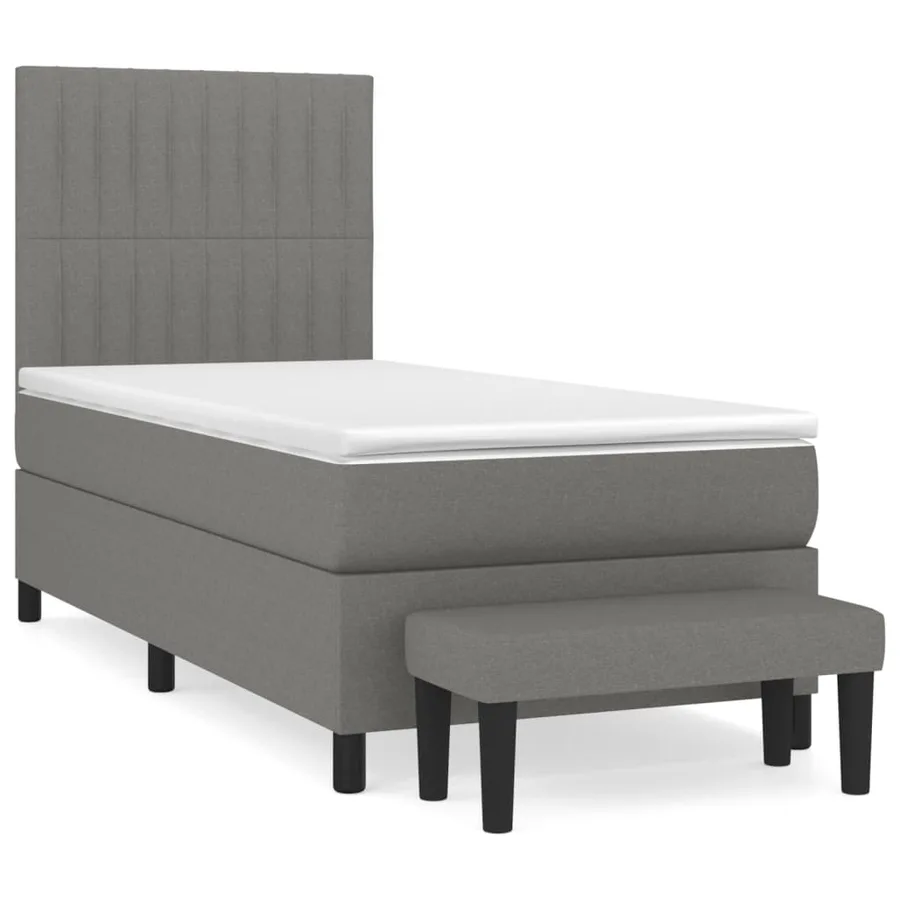 Sommier à lattes de lit et matelas Gris foncé 90x190 cm Tissu - 2