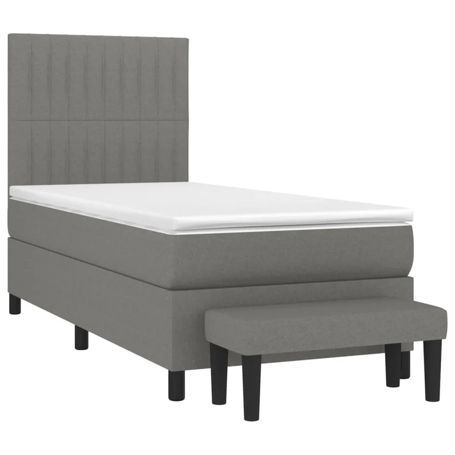 Sommier à lattes de lit et matelas Gris foncé 90x190 cm Tissu - 3