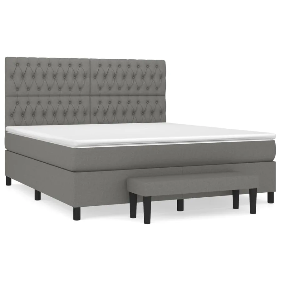 Sommier à lattes de lit avec matelas Gris foncé 180x200cm Tissu - 2