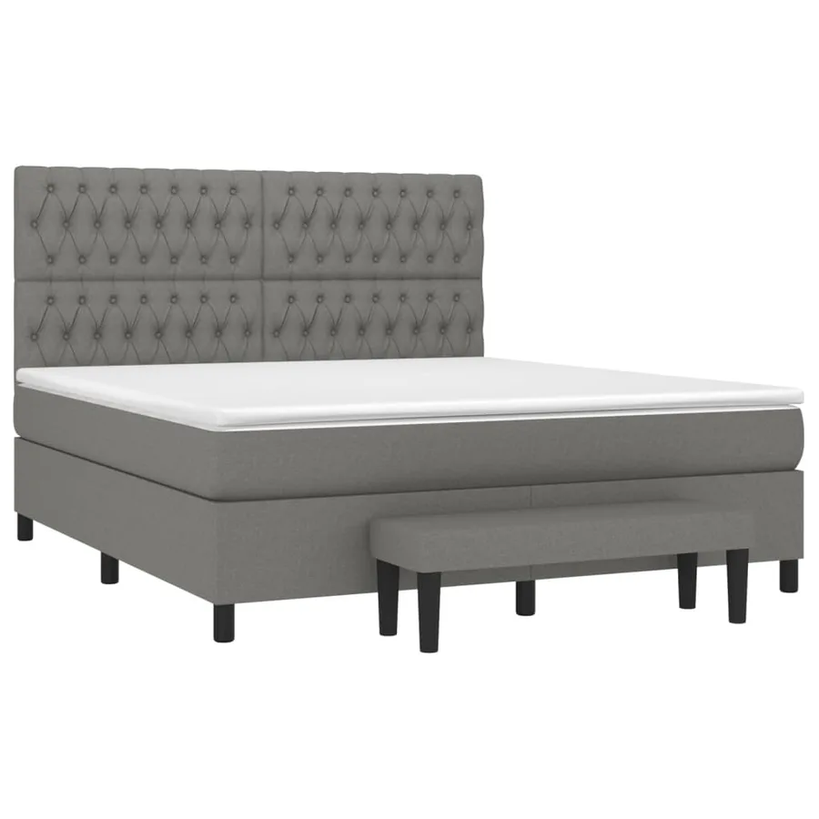 Sommier à lattes de lit avec matelas Gris foncé 180x200cm Tissu - 3