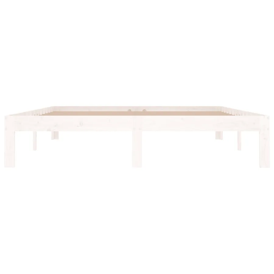 Cadre de lit sans matelas blanc bois massif 150x200 cm - 4