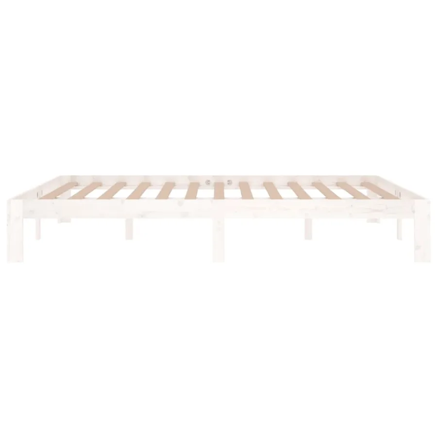 Cadre de lit sans matelas blanc bois massif 150x200 cm - 5