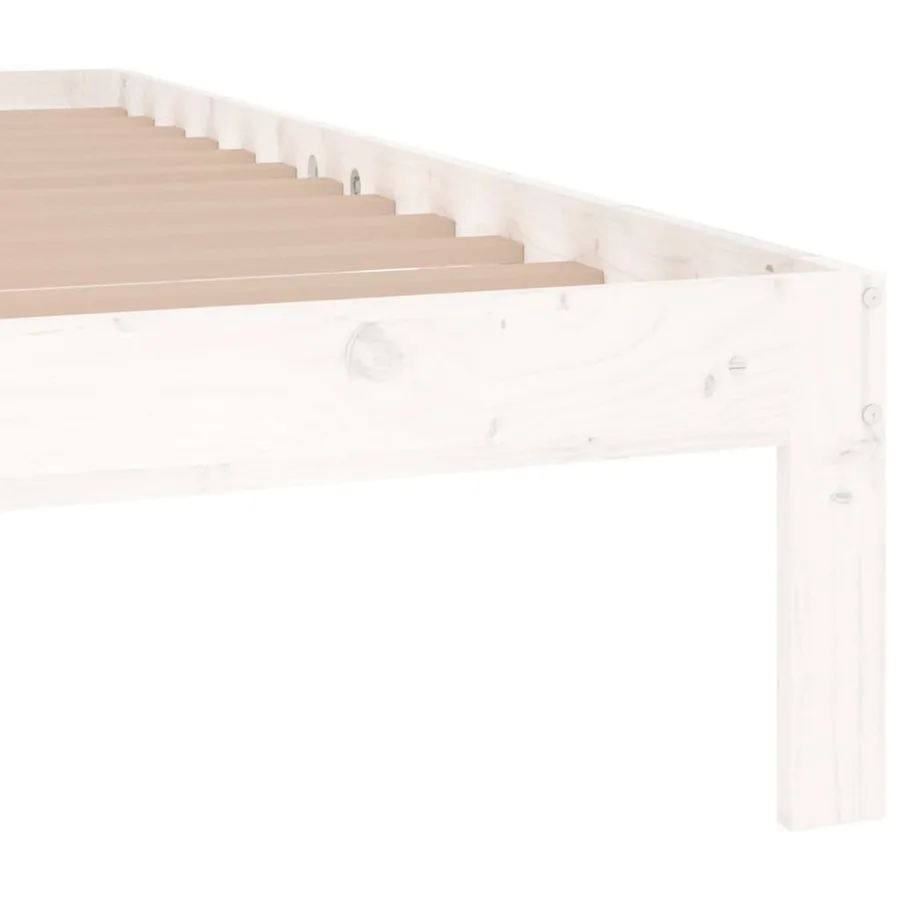 Cadre de lit sans matelas blanc bois massif 150x200 cm - 6