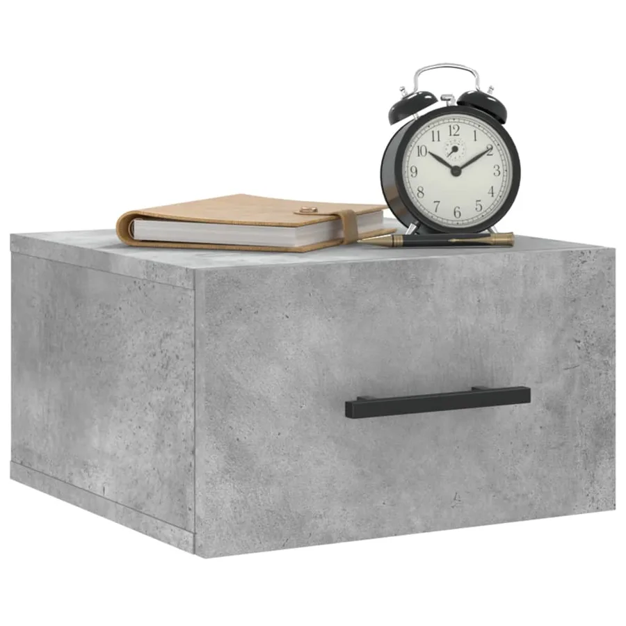 Table de chevet murale gris béton 35x35x20 cm - 3