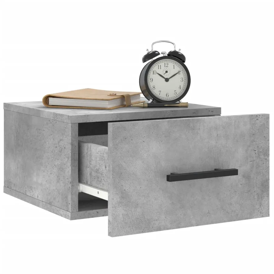 Table de chevet murale gris béton 35x35x20 cm - 4