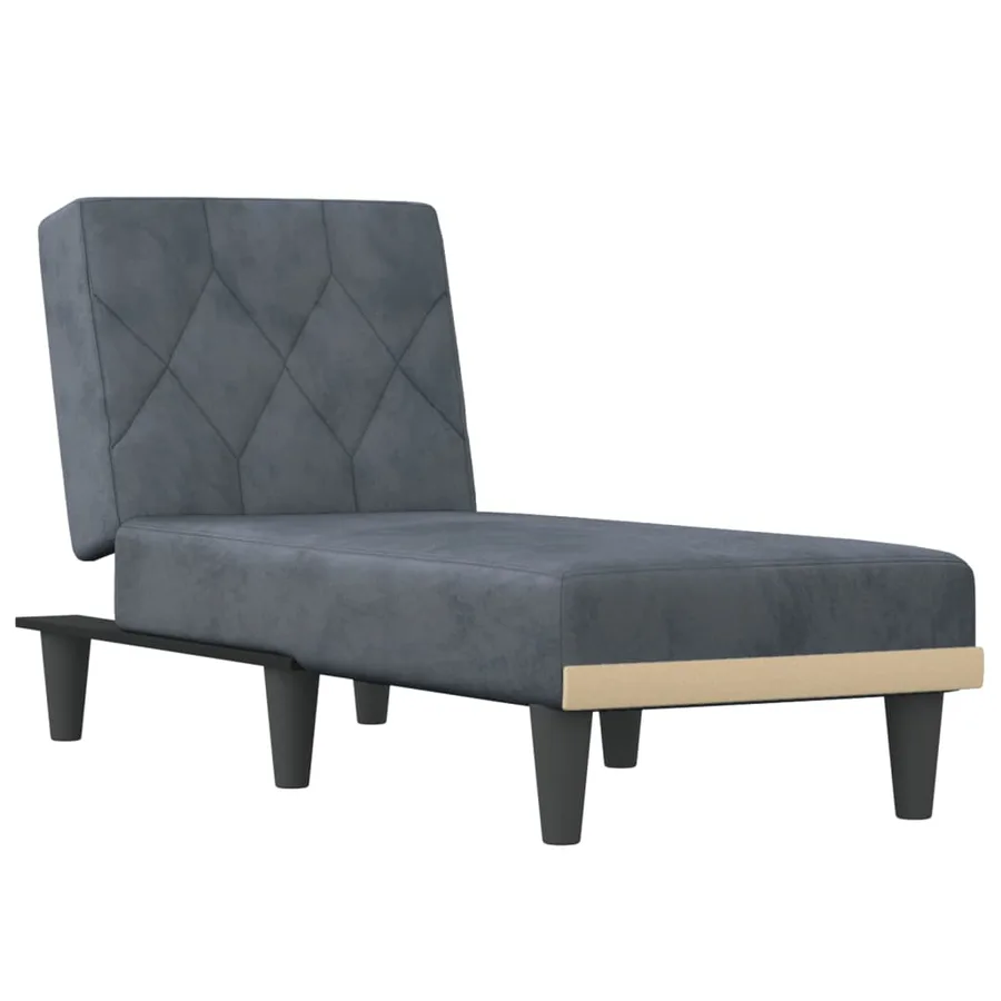 Chaise longue gris foncé velours - 2