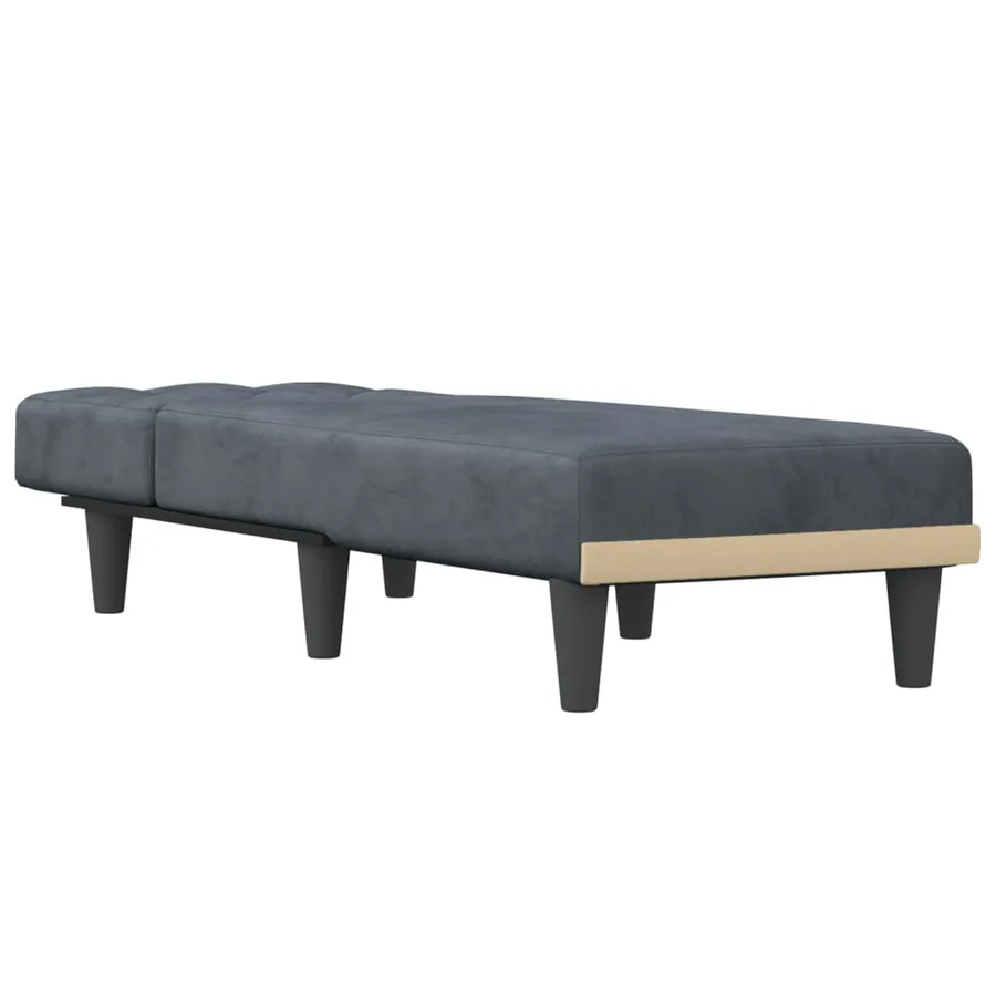 Chaise longue gris foncé velours - 3