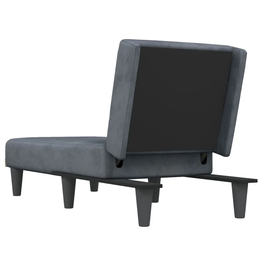Chaise longue gris foncé velours - 5