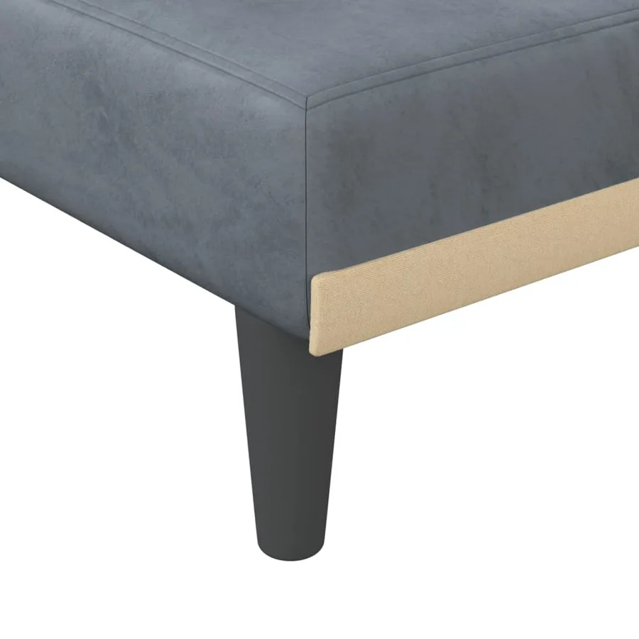 Chaise longue gris foncé velours - 7