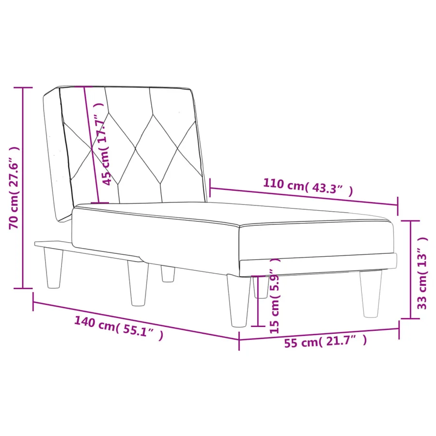 Chaise longue gris foncé velours - 9