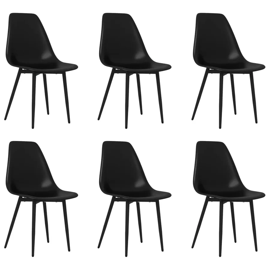 Chaises à manger lot de 6 noir PP - 2