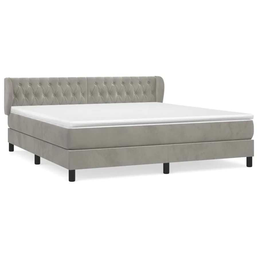 Sommier à lattes de lit et matelas Gris clair 180x200cm Velours - 2