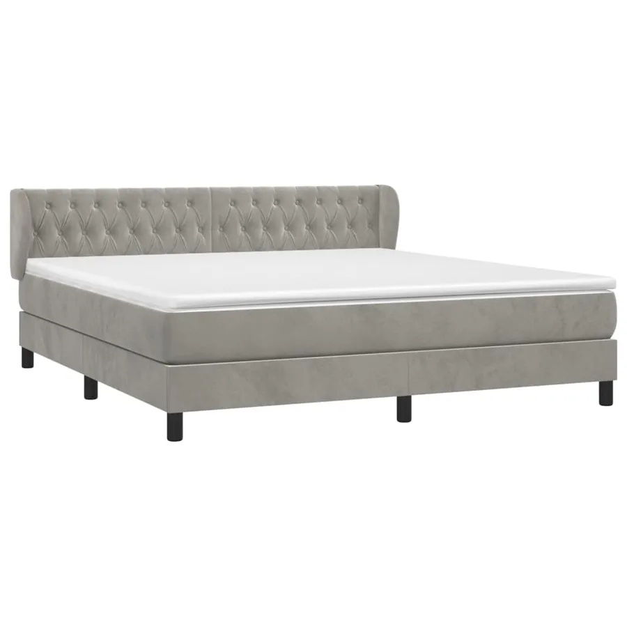 Sommier à lattes de lit et matelas Gris clair 180x200cm Velours - 3